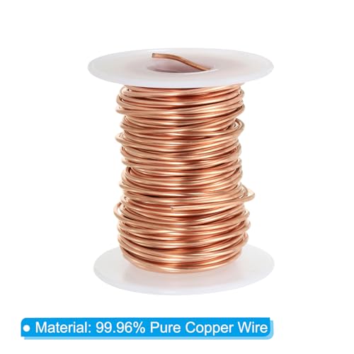 PATIKIL 45.93 Feet Solid Bare Copper Wire,14 Gauge 99.96% Pure Copper Wire 1.6mm Soft Beading Wire Metal Plant Stem Ties for Jewelry Craft (14m) - size: 1.6mm x 45.93ft
