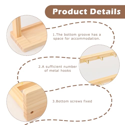 3 Tier Wooden Earring Display Stand With 18 Metal Hooks, Wood Keychain Display Stand for Showcasing Keys Jewelry and Accessories for Vendor Booth, Retail Store, Home
