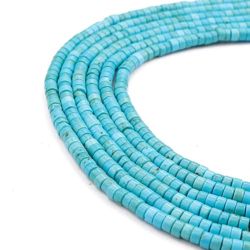 160pcs 4x2mm Blue Turquoise Heishi Disc Rondelle Spacer Natural Stone Semi Precious Gemstone Loose Beads for Jewelry Making 15 Inch - color: Blue Turquoise, size: 4x2mm
