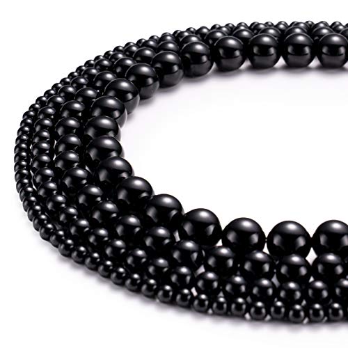 BEADIA Natural Black Onyx Stone Round Loose Semi Gemstone Beads for Jewelry Making 4MM 89PCS - color: Black Onyx, size: 4mm