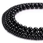 BEADIA Natural Black Onyx Stone Round Loose Semi Gemstone Beads for Jewelry Making 4MM 89PCS - color: Black Onyx, size: 4mm