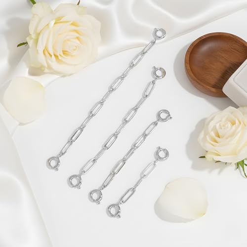 Silver Necklace Extenders for Women 14k Extender Chain for Bracelet Anklet Waist for Jewelry Making 4Pcs - color: silver A