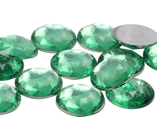 25mm Green Peridot H110 Flat Back Round Acrylic Rhinestones Plastic Circle Gems for Costume Making Cosplay Jewels Pro Grade Embelishments - 20 Pieces (Peridot H110) - color: Peridot H110