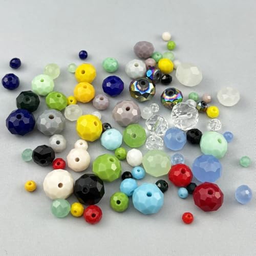 200pcs 6mm Crystal Glass Beads Faceted Rondelle Glass Spacer Beads for Bracelets Necklace Pendants Earrings Key Chains Jewelry Making(Light Green Jade) - color: Light Green Jade, size: 6mm