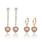 Crystal Zirconia Gold Plated Brass Charms for Jewelry Making Bracelet Necklace Earring Pendant Craft Supplies DIY Accessories - color: HeartA-Pink-5Pcs