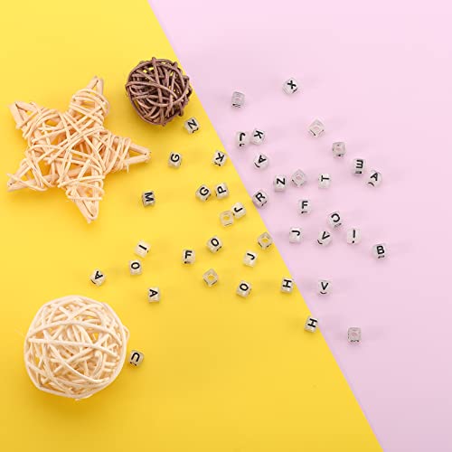 ToBeIT1000Pcs Cube Beads Glow Letter Beads Acrylic Letter Beads Glow in The Dark Beads for Jewelry Making, Bracelets, Necklaces(6 * 6glow Black) - color: glow black