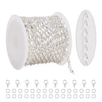 KYUNHOO 5 Meters Thin Cable Link Jewelry Making Chains Spool Silver Plated Copper Chains with Lobster Clasps Jump Rings for Crafts DIY Finding Supplies - color: Lip Silver