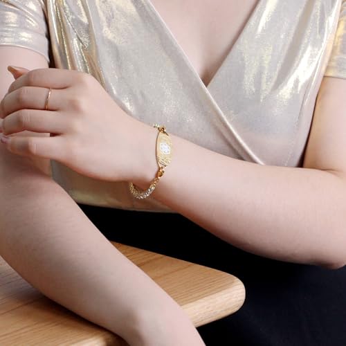 Women's Medical ID Bracelet with White Zircon Tennis Chain, Interchangeable Engraved Plate, Adjustable Lobster Clasp, Lightweight, Hypoallergenic, for Running, Outdoor, Daily Wear - color: Gold-BLOOD THINNER