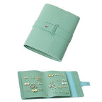 LAKE OF FIRE Earring Holder Organizer with Foldable Book Design Jewelry Book Organizer, Portable Pu Leather Travel Earring Case(Green) - color: Green