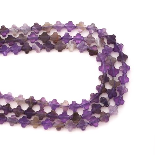8mm Natural Amethyst Gemstone Faceted Clovers Beads Four-Leaf Spacer Loose Beads for DIY Jewelry Making Beads - color: Amethyst