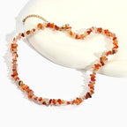 Raw Crystal Necklaces for Women 5-8mm Handmade Natural Stone Necklace Beaded Choker Necklace Healing Crystal Necklace Gemstone Necklace Raw Crystal Beaded Necklace for Her - style: Carnelian