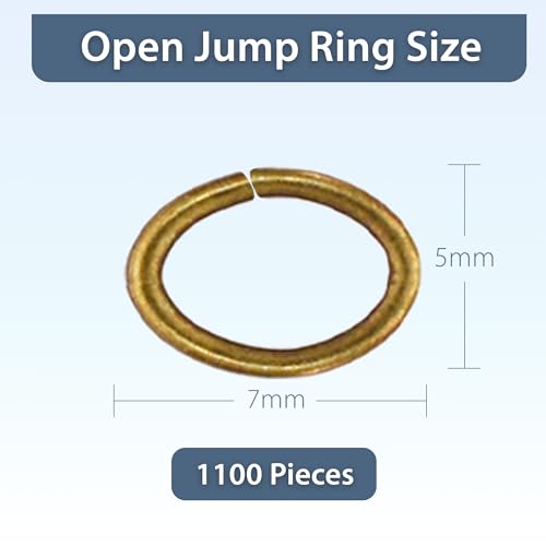 Mandala Crafts 1100 Pcs 7X5mm Antique Brass Oval Jump Rings - Nickel &, Easy to Use, Tarnish & Rust Resistant, Ideal for Jewelry Making & Crafting - color: Antique Brass, size: 7X5mm