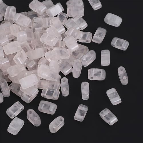 Beadia Natural Rose Quartz Stone Tila Beads 5x2mm Rectangle 2-Hole Spacer Beads for DIY Bracelet Earring Making 15"/Strand - color: Rose Quartz, size: 5x2mm