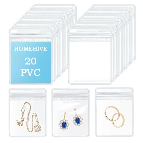 HOMEHIVE Travel Jewelry Bags, 20Pcs Clear Travel Jewelry Organizer, Portable Anti Tarnish Jewelry Storage Pouch Bag Gift for Women Girl, 20Pcs Clear Bags - color: 20 Clear Bags