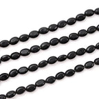 6×8mm Natural Black Agate Gemstone Loose Beads Flat Oval Healing Crystal Loose Stone Beads for Jewelry Necklace Bracelet Earring Craft - color: Black Agate