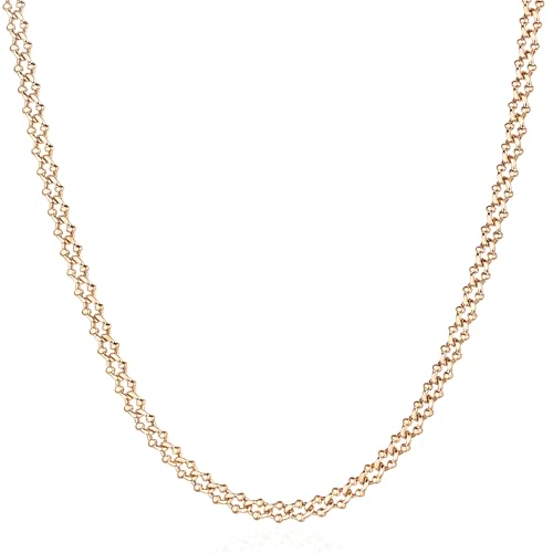 Dremmy Studios Dainty Gold Choker Necklace for Women 14K Gold Plated Coin Disc Figaro Layered Beaded Flat Mariner Sideways Cross Wishbone Link Clavicle Necklaces - style: 4.8mm Curb Chain