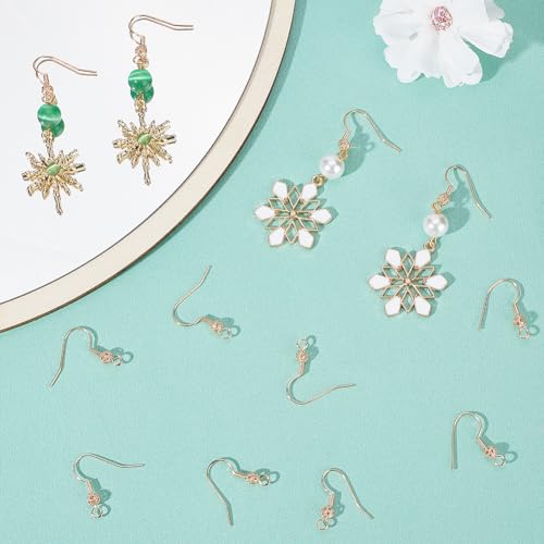 SUNNYCLUE 1 Box 100Pcs Real 18K Gold Plated Brass Earring Hooks Hypoallergenic Earring Findings Fish Hook Ear Wires with Filigree Round Ball French Earring Hook for Jewelry Making Supplies Women - color: 100pcs 18k Gold Plated Earring Hooks With Filigree