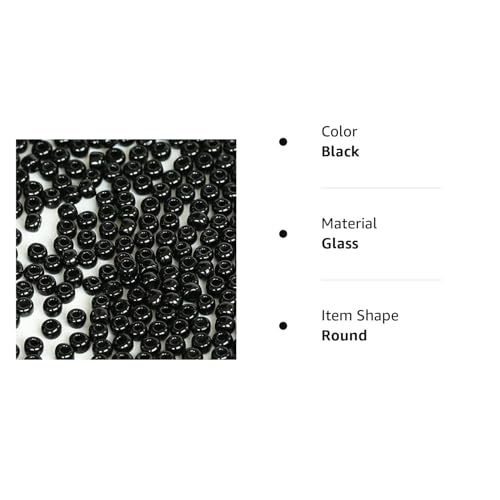 Size 6/0 Crafts Glass Seed Beads 4mm Black Beads for Jewelry Making (Total About 100g About 1200pcs) - color: Black