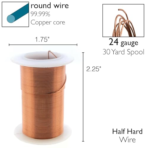 The Beadsmith Wire Elements 24-Gauge Lacquered Tarnish-Resistant Copper Wire for Jewelry Making, 30 Yard, 27.43 Meter Spool (Antique Copper) - color: Antique Copper, size: 24 Gauge