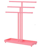 AUTODECO Jewelry Organizer Stand 3 Tier Tabletop Bracelet Rings Watches Necklace Display with Tray Great for Women Pink - color: Xy011-pink