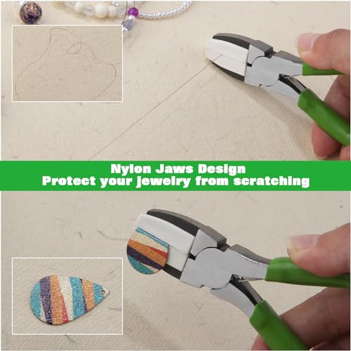 5 Inches Double Nylon Jaw Pliers Flat Nose Pliers for Jewelry Making with 2 Replacement Nylon Jaws Parallel Plier Soft Jaw Plier Jewelry Making Tools for Beading Wire Shaping DIY Hobby - style: 5-Inch Nylon Jaw Pliers