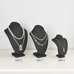 MOOCA Small Linen Covered Wood Jewelry Display Necklace Chain Jewelry Bust Display Holder Stand, Necklaces Mannequin, 7 1/4 in Height, Black Linen - color: 8) Black Linen, 1 piece