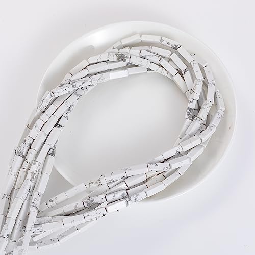Natural White Turquoise Rectangle Tube Beads 4x13mm 38cm/str Loose Semi Gemstone Stone Beads for Making Bracelets Necklace Earrings - color: White Turquoise, size: 4x13mm Rectangle