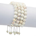 AD Beads Natural 10mm Gemstone Bracelets Healing Power Crystal Macrame Adjustable 7-9 Inch - color: White Turquoise