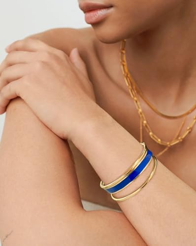 WOWORAMA Adjustable Slider Bracelets for Women Bar Friendship Bangle Bracelet for Women Gold/White Gold/Rose Gold Bolo Bracelet - color: Triple Bar-Blue