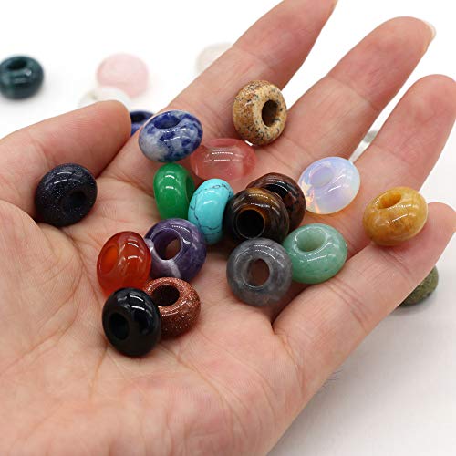 QSLLER Natural Semi-Precious Stone Large Hole Loose Beads Abacus Shape Fashionable Opal Amethyst Unakite Rose Quartz Charm Beads for Making Necklace Bracelet - color: 6X12mm