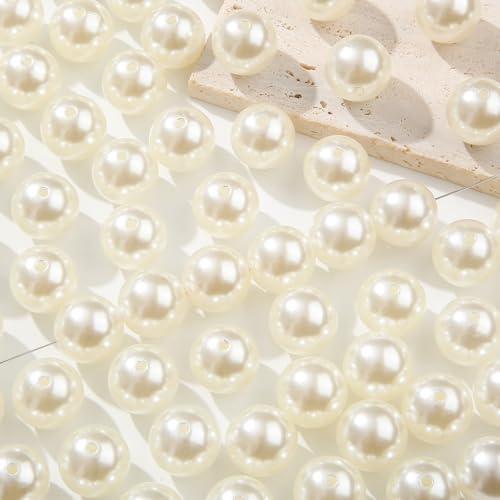20mm White Pearl Beads 180pcs Chunk Bubblegum Bead Acrylic Pen Ball Beads for Pen Bag Jewelry Making Necklace Bracelets (White Pearl) - color: white pearl