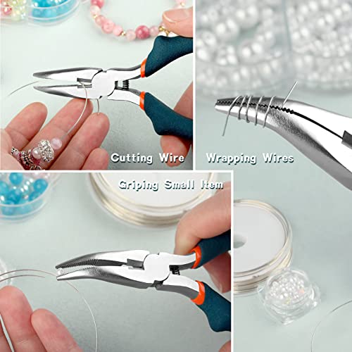 SPEEDWOX Bent Nose Pliers With Cutter - 5 Inch Curved Serrated Jaw Convex Shoulder Precision Jewelry Pliers For Wire Wrapping & Beading - style: Bent Nose Pliers With Cutter