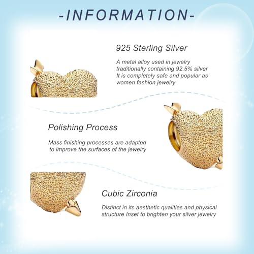 925 Sterling Silver Charms for Bracelets Gold Love and Heart Charms Cherry Blossom Dangle Beads Jewelry for Women - color: Gold Cupid's Arrow Heart Charm