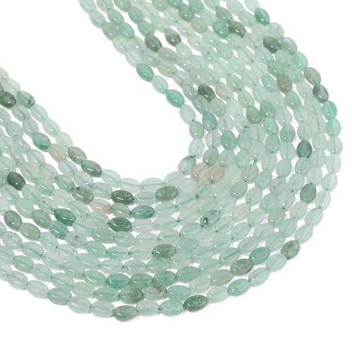 70pcs Natural Green Aventurine Stone Beads，4x6mm Egg Shape Loose Gemstone Beads for Jewelry Making Design Earring Necklace - color: green aventurine