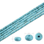 150pcs 4x2mm Natural Turquoise Disk Rondelle Spacer Semi Precious Gemstone Loose Stone Beads for Jewelry Making 15 Inch - color: Turquoise