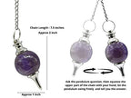 Amazing Gemstone Amethyst Crystal Ball Pendulum for Divination - Dowsing Pendulum Necklace with Chain and Quartz Bead for Reiki Healing and Crystal Grid Meditation - color: Amethyst