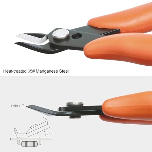 KATA Micro Wire Cutters Pliers: Precision Flush Cutter Tool for Jewelry Making, Hobby Models, Gundam, Electronics - 2-Pack Small Zip Tie Cutter Nippers - Mini Side Cutting Snips with Ergonomic Handle - color: 2 Pack Orange