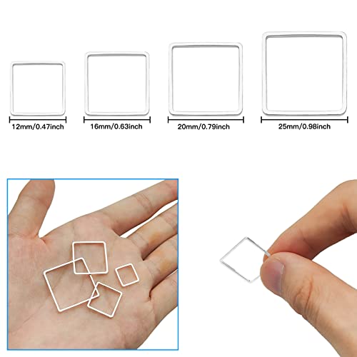 80Pcs Earring Hoop Jewelry Making Earring Beading Hoop Rings Earring Finding Hypoallergenic Square Earrings Beading Hoop Bulk Open Bezel Pendant Frame for DIY Crafts Accessories Supplies(Silver) - color: Square-silver