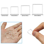 80Pcs Earring Hoop Jewelry Making Earring Beading Hoop Rings Earring Finding Hypoallergenic Square Earrings Beading Hoop Bulk Open Bezel Pendant Frame for DIY Crafts Accessories Supplies(Silver) - color: Square-silver