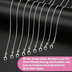 PAXCOO 25 Pack Chains for Jewelry Making, Necklace Chains Bulk Silver Plated Snake Chains for Necklace Jewelry Making, 1.2 mm - size: 24 Inches