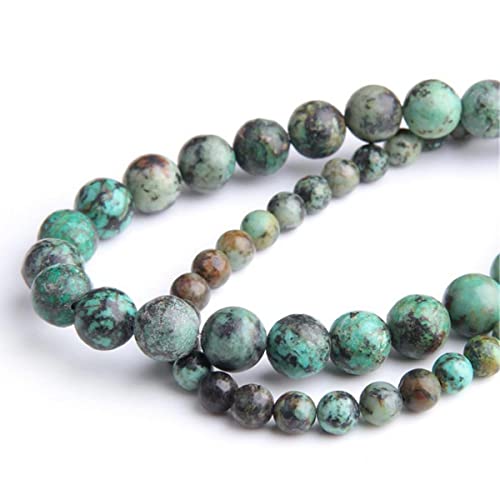 Natural Stone 6mm African Turquoise Smooth Round Loose Beads Energy Gemstone DIY for Jewelry Making Bracelet Necklace 1 Strand 15" - color: African turquoise, size: 6mm