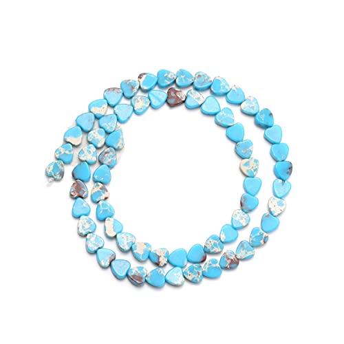 6mm Natural Blue Imperial Jasper Stone Beads Heart Shape Cute Fine Gems Spacer Beads Fit Jewelry Making DIY Exquisite Necklace Bracelet Accessory - color: Blue Imperial Jasper