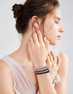 2/3-Pieces 4mm 6mm 8mm Natural Crystal Gemstone – Handmade Reiki Energy Healing Stretch Bracelets Jewelry for Yoga, Meditation, Unisex - color: 3 Pieces (BlackOnyx&Hematite&MatteBlackAgate), size: 8mm