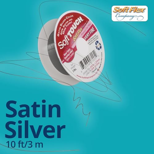 Soft Flex Kink Resistant Beading Wire - Very Fine 0.10 Diameter - Jewelry Making Bead Wire - 10 Ft - style: Satin Silver