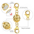 14K Gold Magnetic Necklace Clasps and Closures 925 Sterling Silver Magnetic Jewelry Clasps for Necklaces Bracelet Extender Double Lobster Clasp - color: E-14K Gold