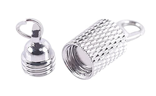 KONMAY 10 Sets Rhodium Screw-in Magnetic Necklace Clasps, Safety Magnetic Converter Clasps for Jewelry Making - color: Rhodium with Screw Patterns