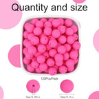 MAIBAOTA 120 Pcs Hot Pink Silicone Beads - 15 mm Round Beads for Keychain, Pens, Bracelet, Necklace Making - Bulk Pack with Boxed Kits - color: Hot pink