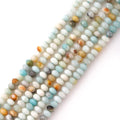 Faceted 4x6mm Natural Amazonite Stone Rondelle Spacer Gemstone Beads Loose Semi Gemstone Beads for Jewelry Making - color: Amazonite