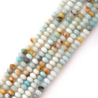 Faceted 4x6mm Natural Amazonite Stone Rondelle Spacer Gemstone Beads Loose Semi Gemstone Beads for Jewelry Making - color: Amazonite