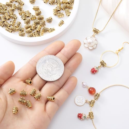 Joez Wonderful Links Bail Beads, Hypoallergenic Alloy Column Spacer Beads - color: Style C, 100 Gold